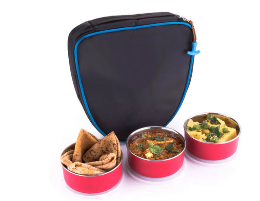 3 in 1-Deluxe-Lunchbox, Blue bag, Stainless steel My Store