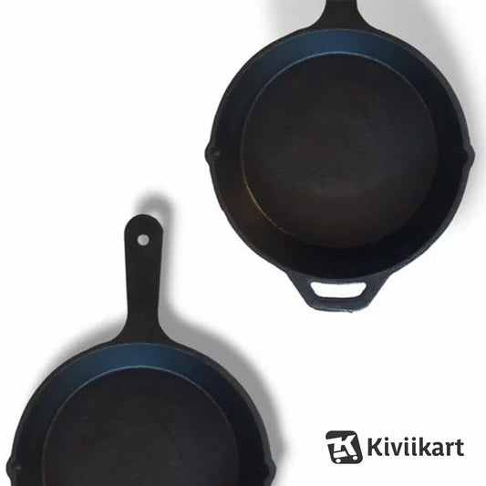 Cast Iron Pre Seasoned Large 10(25.4 cm) Inch Skillet/Frying Pan/Griddle Cookware Utensils for Indoor and Outdoor Cooking KiviiKart