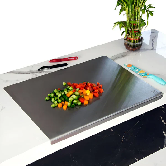 Premium Stainless Steel Chopping Board, 41x29 cm 304 Stainless Steel Cutting Board, Large cutting board suitable for meat, fruits, vegetables, bread, and baking KiviiKart